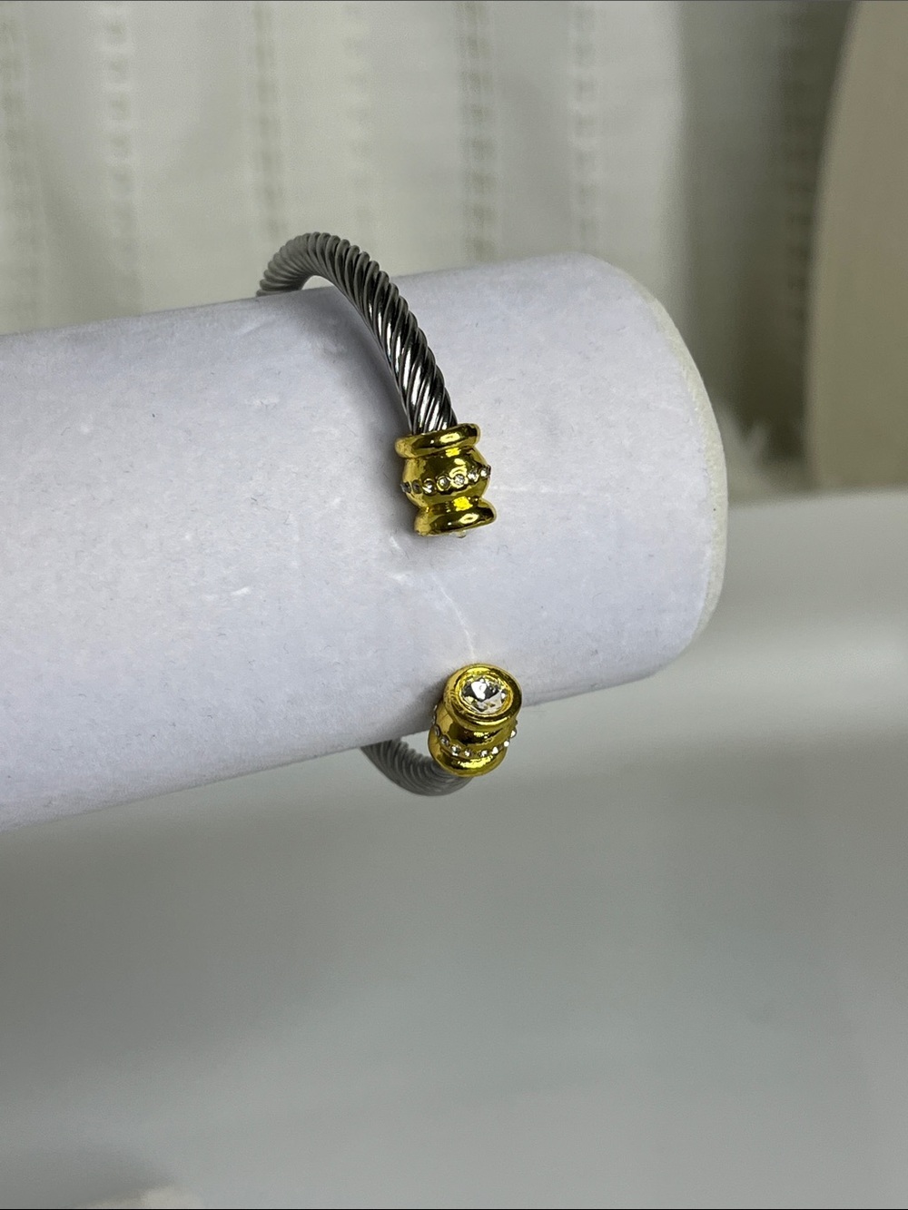 Goldtone & Silvertone  Accent Twisted Cable Open Cuff Bracelet - Women's Jewelry